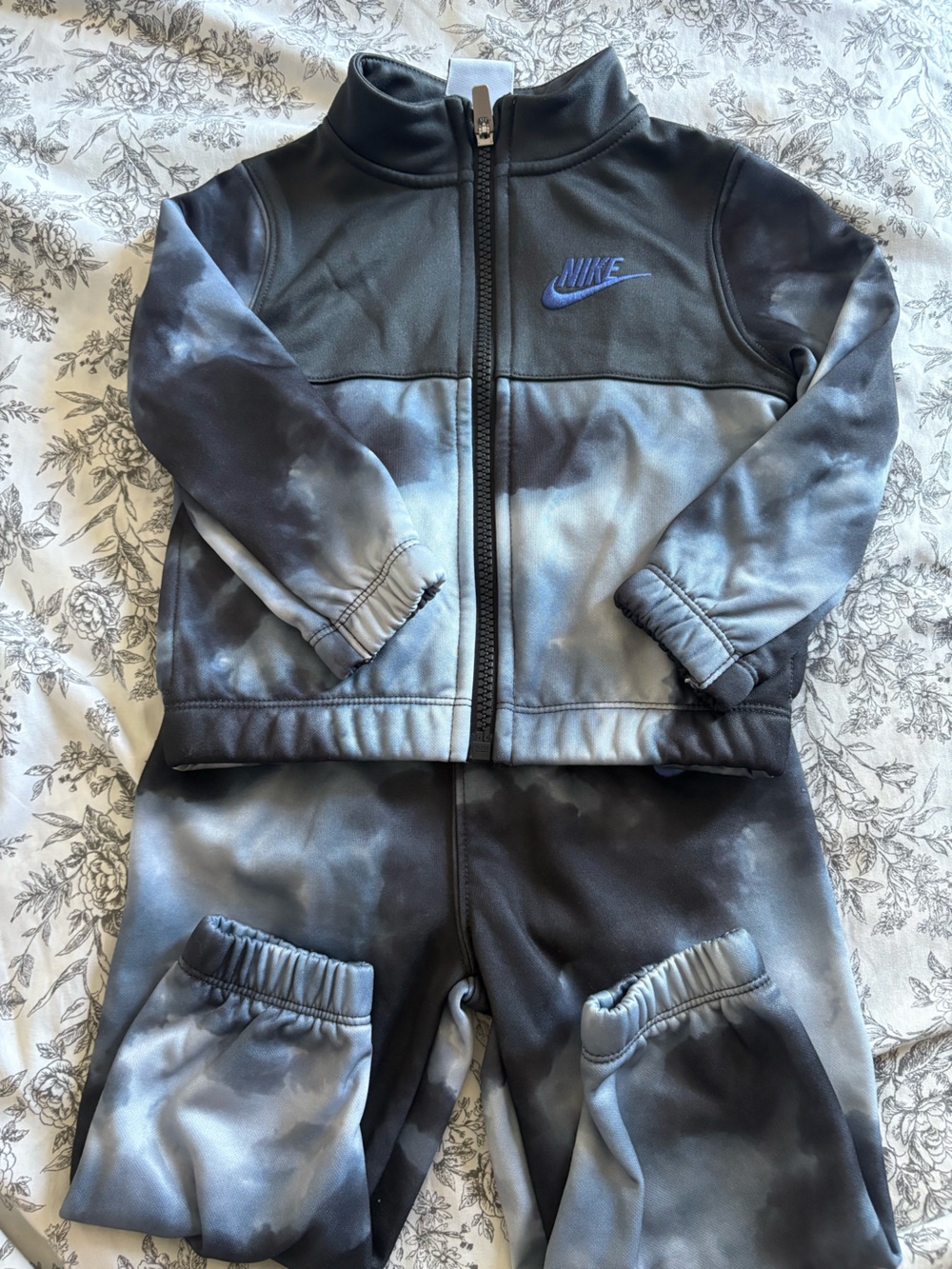 Nike Kids Black & Gray Tie-Dye Zip Tracksuit